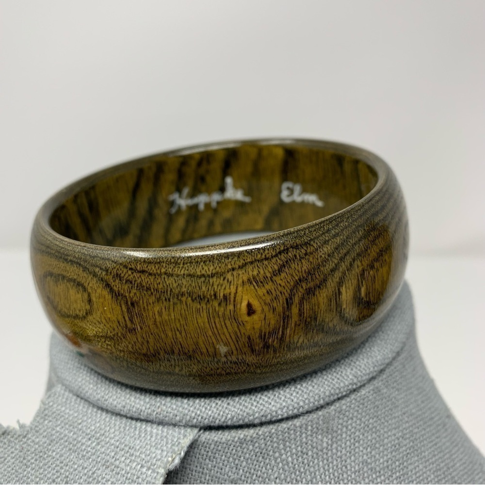 Brown Genuine Elm Wood Bangle Size Large